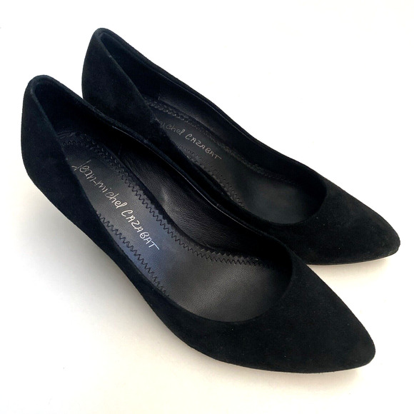 Jean-Michel Cazabat Penny Suede Wedge Heel Pump Point Toe Black 38 - Picture 2 of 7